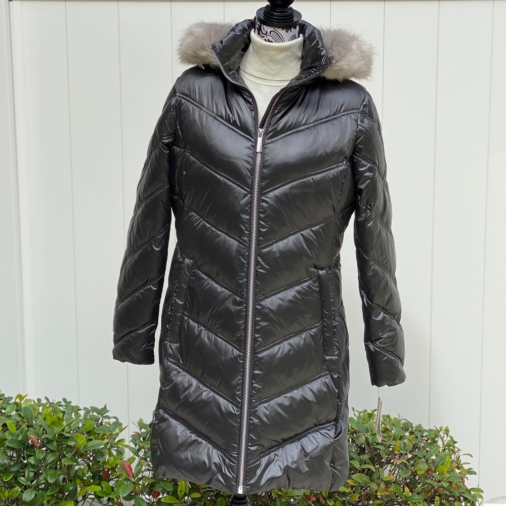 🔥SALE!🔥 Michael Kors Faux-Fur-Trim Hooded Down Puffer Coat Women's Size XS - Picture 7 of 15